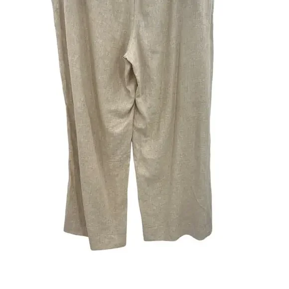 Abercrombie & Fitch Sloane Trouser Pants Linen Blend Khaki Tan Beige Size 34 18R - Picture 9 of 14
